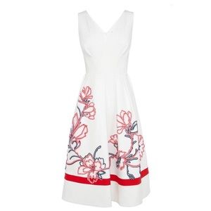 NWOT Karen Millen Embroidered Dress - White/Red